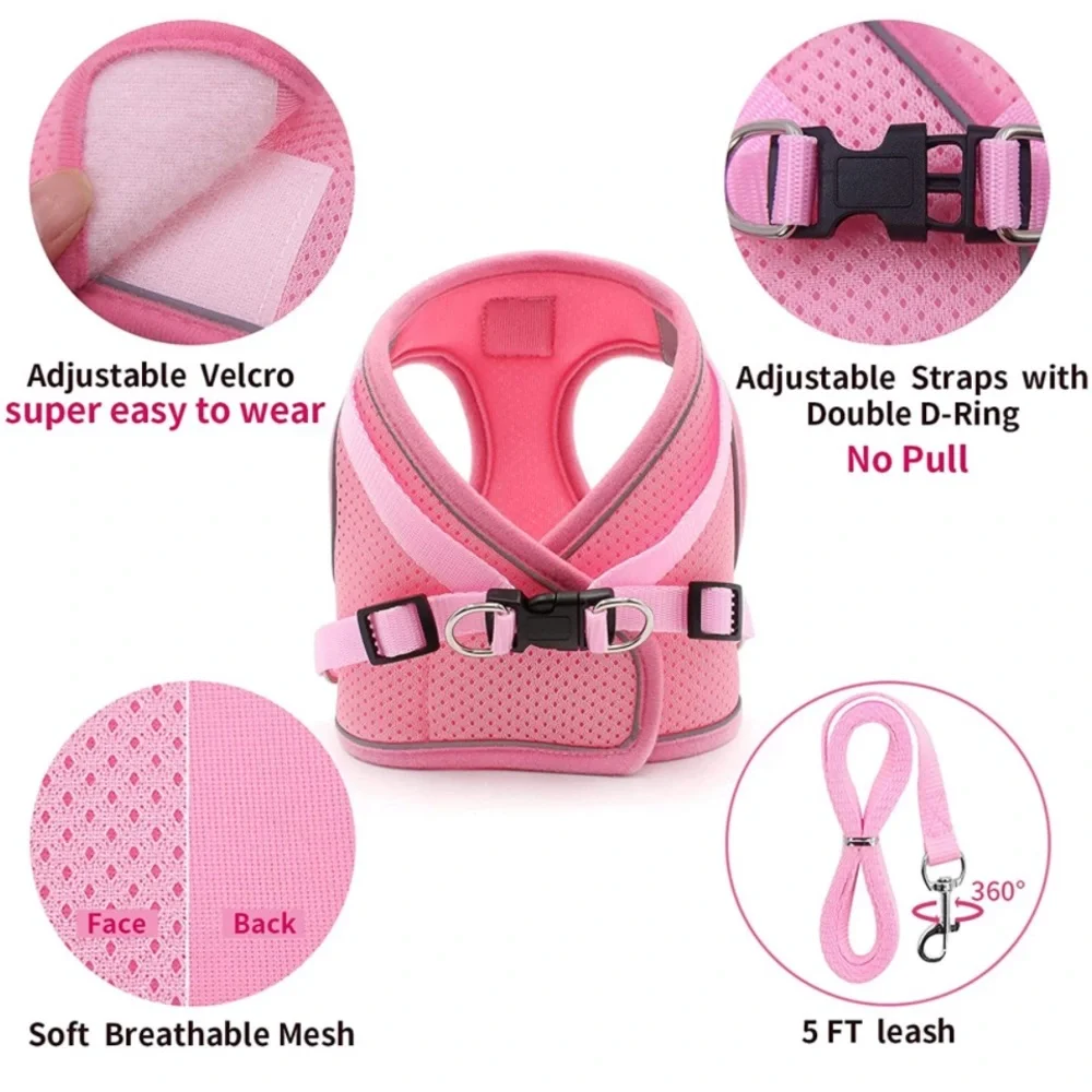 🆕 Love Has support pink pet harness & bow tie 630